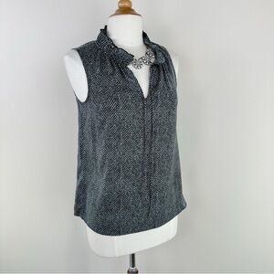 J.Crew Sleeveless Rushing Collar Steel Gray Chevron Blouse Size 2